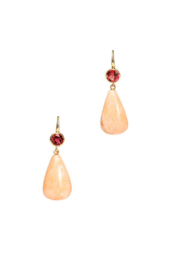 Ray Griffiths Pink Tourmaline & Guava Drop Earrings