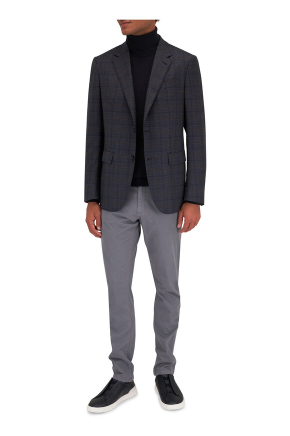 Zegna - Navy Blue Wool Windowpane Sportcoat 