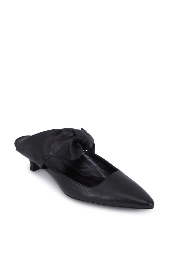 The Row - Coco Black Leather Mule, 40mm | Mitchell Stores