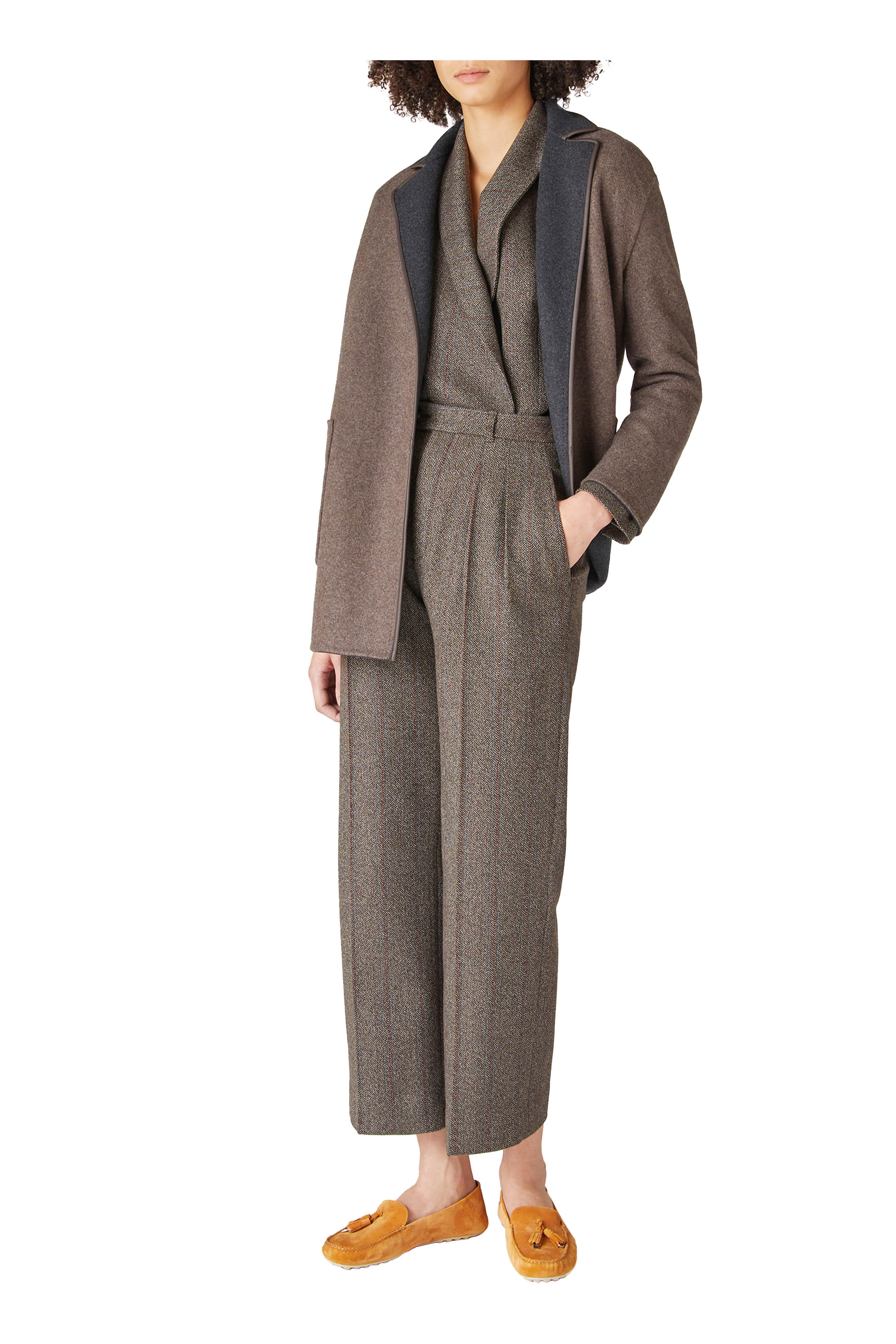 Loro Piana - Brown & Gray Cashmere Reversible Coat