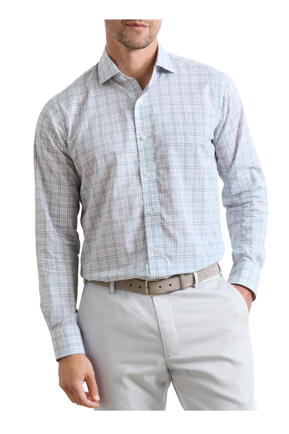 Peter Millar Pietro British Gray Plaid Cotton Sport Shirt - view 2