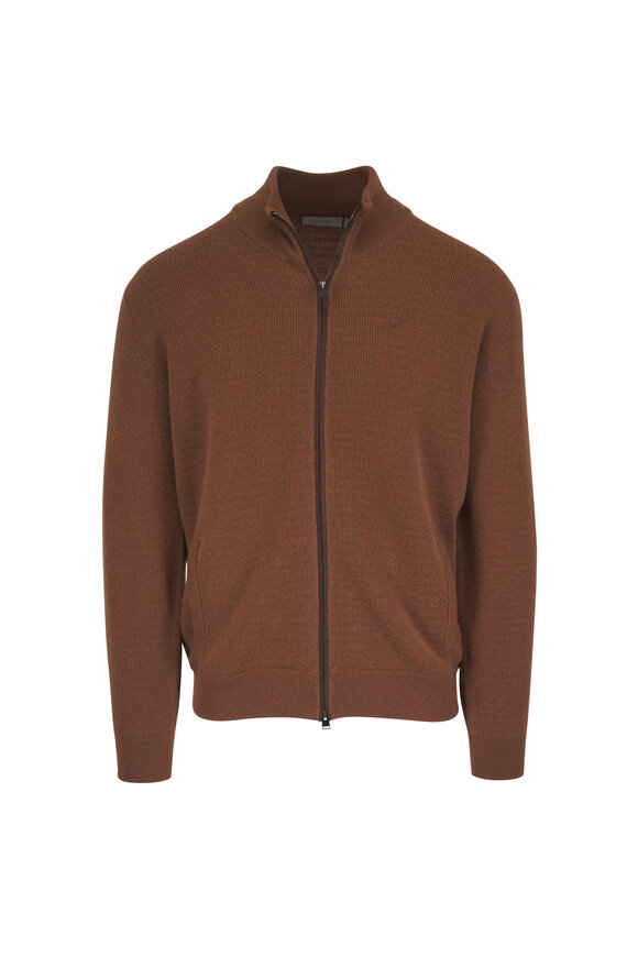Canali Brown Wool & Cashmere Cardigan - view 1