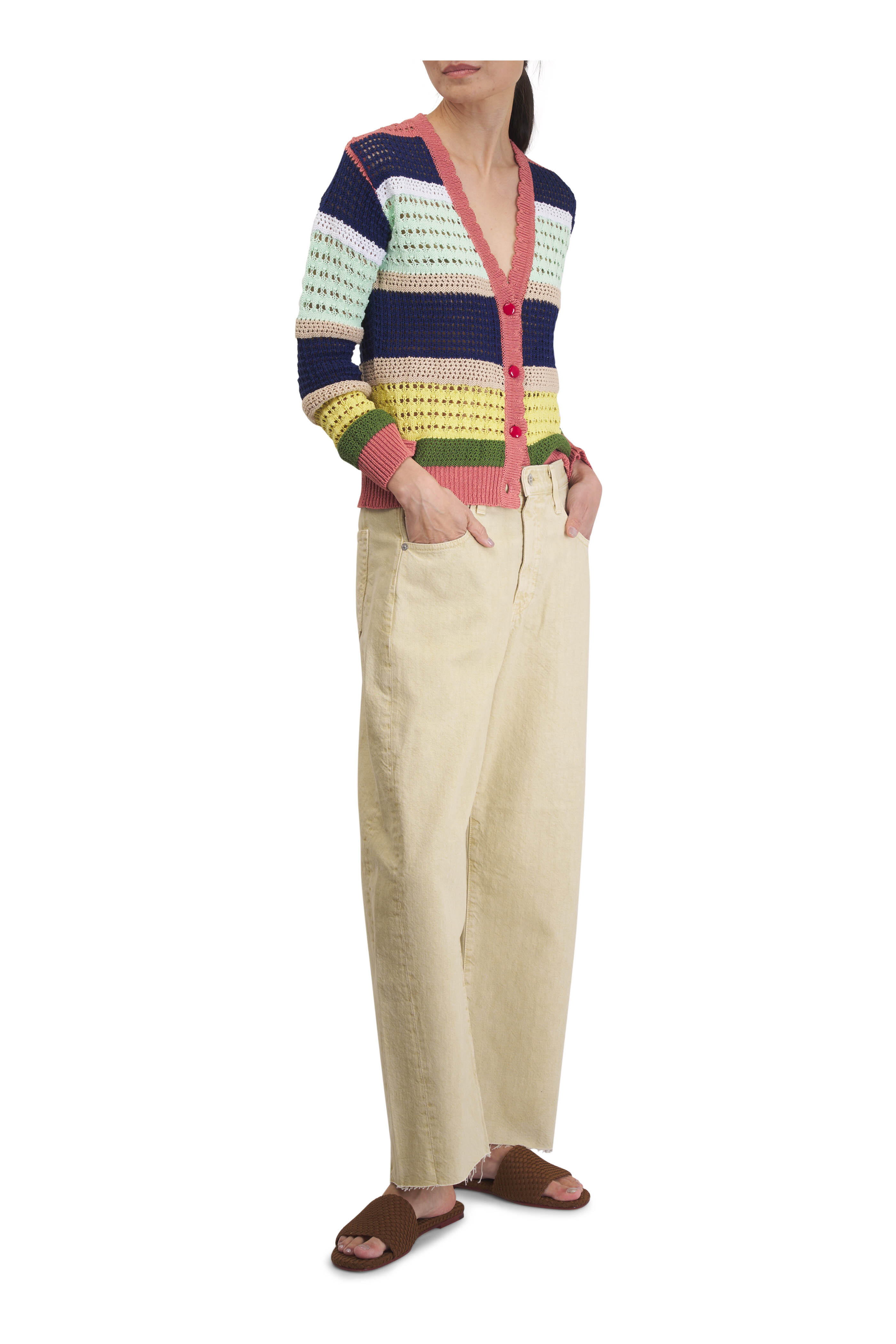 Naghedi - St. Barths Teak Handwoven Slide | Mitchell Stores