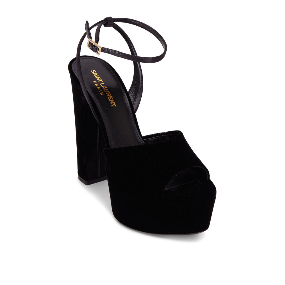 Saint Laurent - Jodie Black Velvet Platform Sandal, 95mm