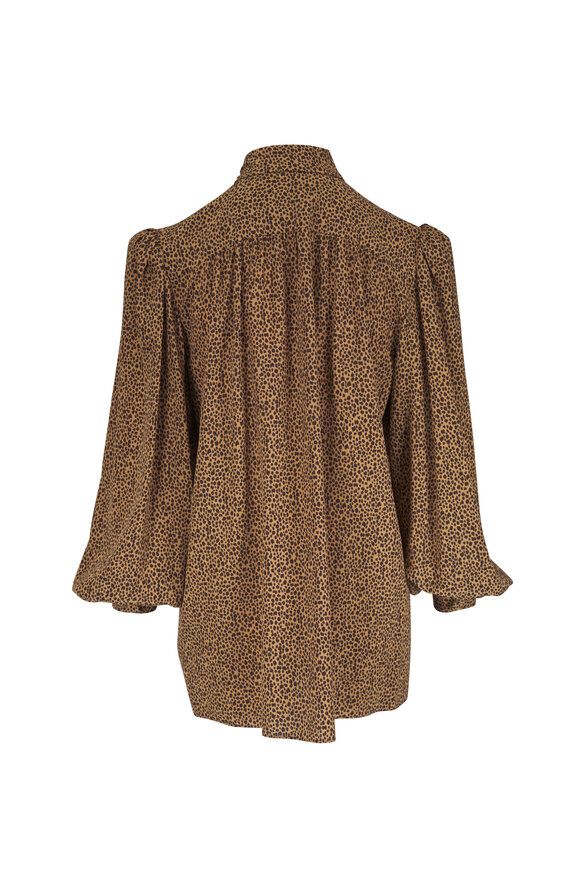 Valentino Brown Animal Print Crepe De Chine Blouse - view 4