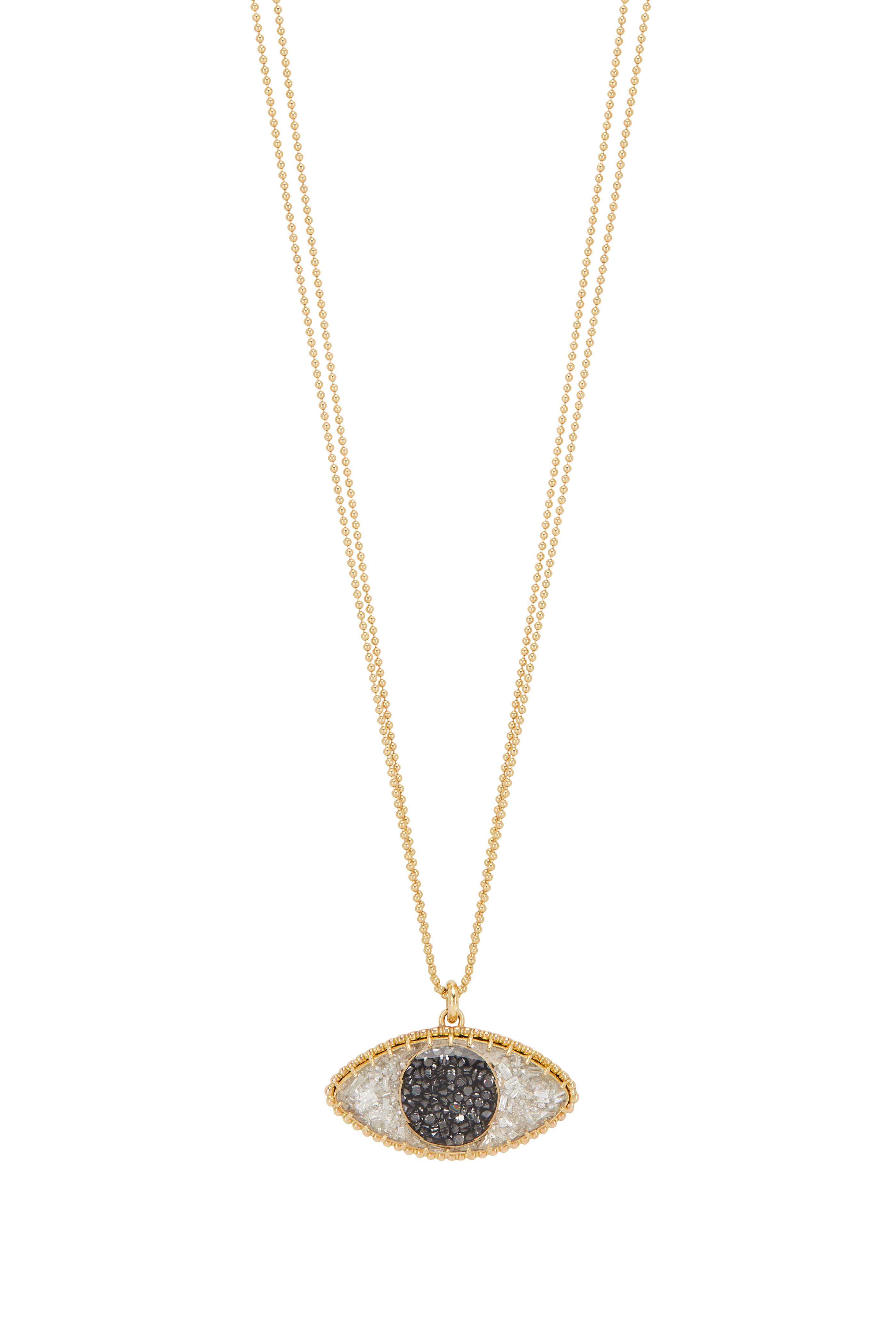 Renee Lewis - Black & White Diamond Third Eye 2 Chain Necklace