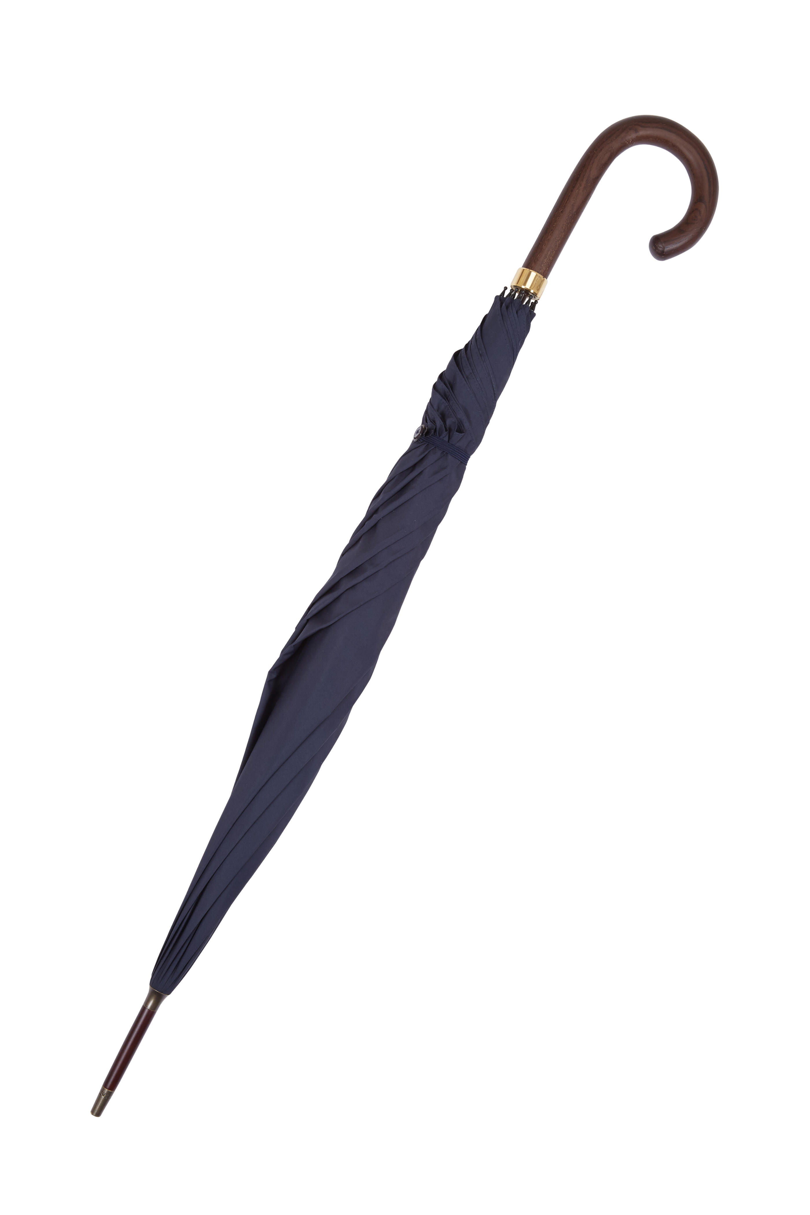 Foc Umbrellas - Navy Blue With Dark Brown Wood Handle Umbrella