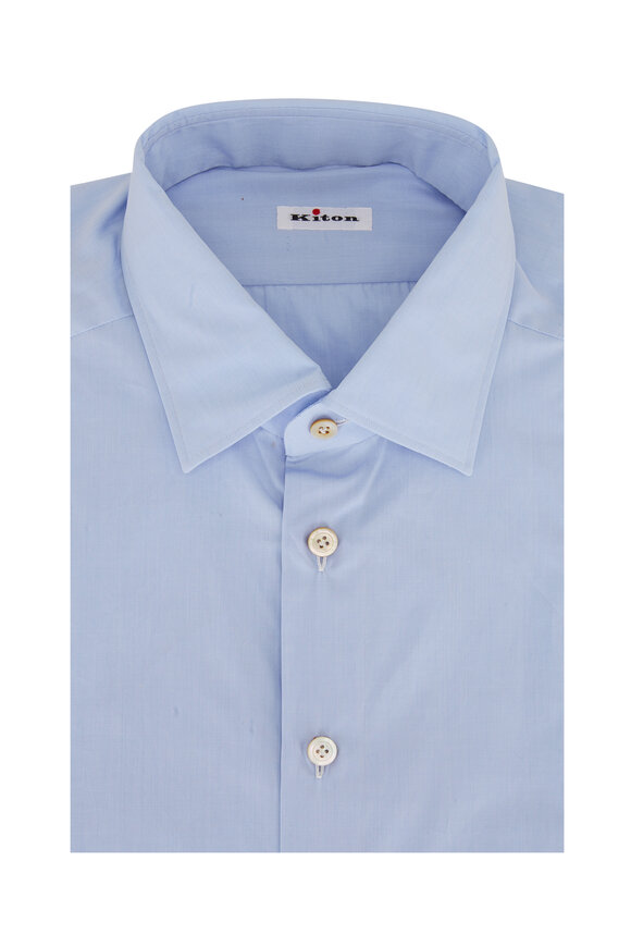 Kiton Blue End On End Cotton Dress Shirt