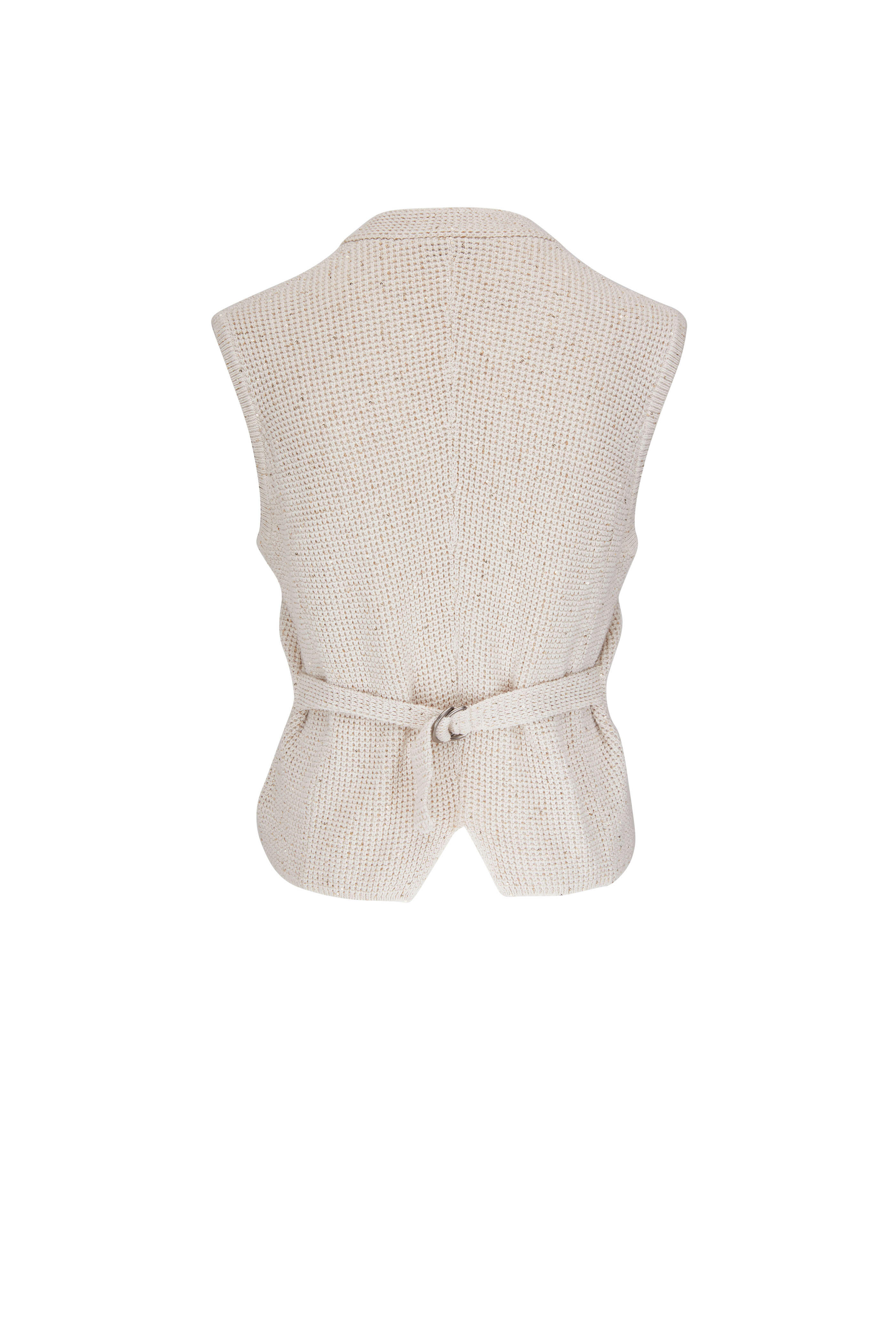 Brunello Cucinelli - Oat Paillette Waffle Sweater Vest