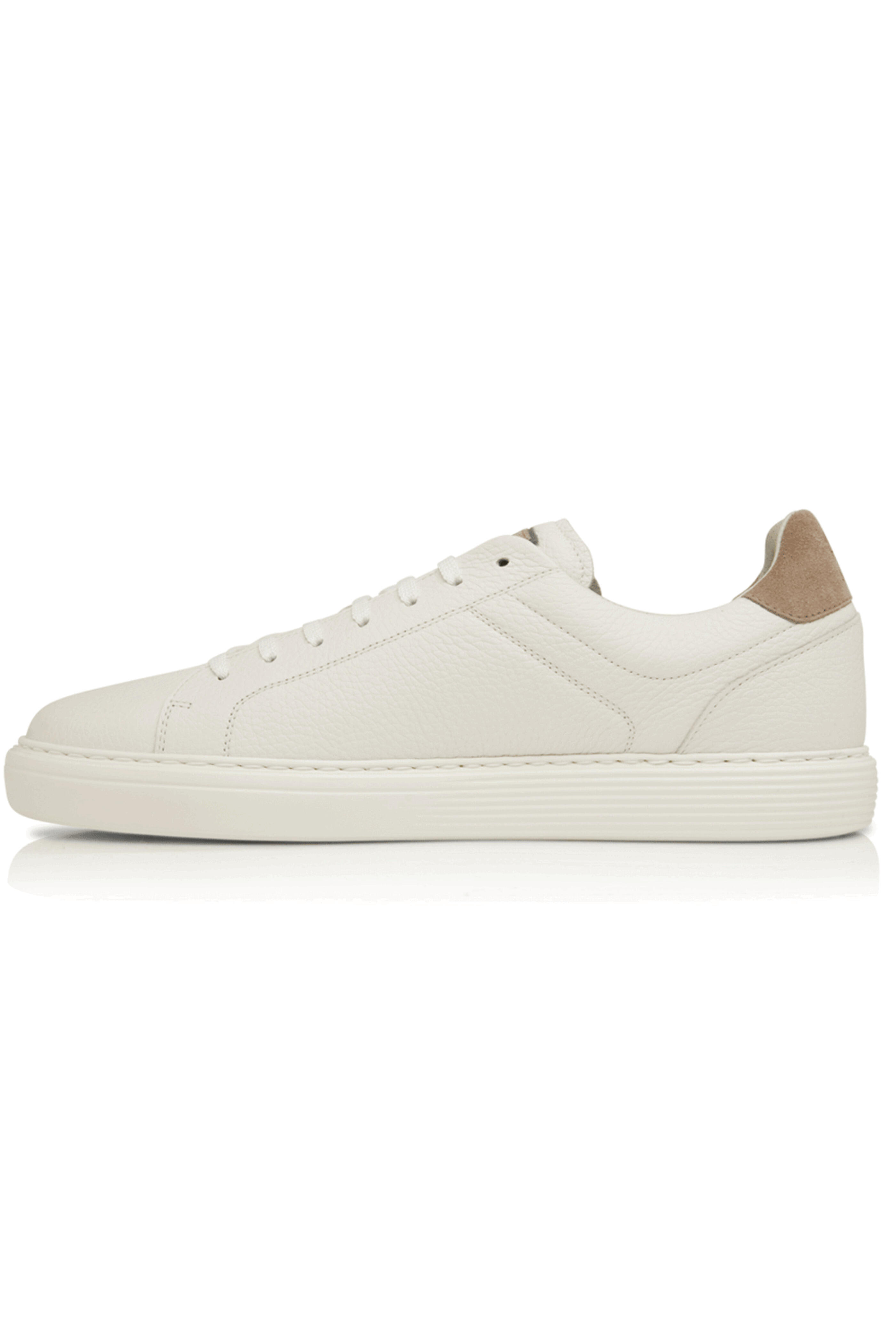 Brunello Cucinelli - Pebbled Leather Sneaker in Dark Grey and White