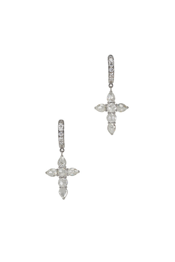 Kai Linz Diamond Cross Huggie Dangle Earrings