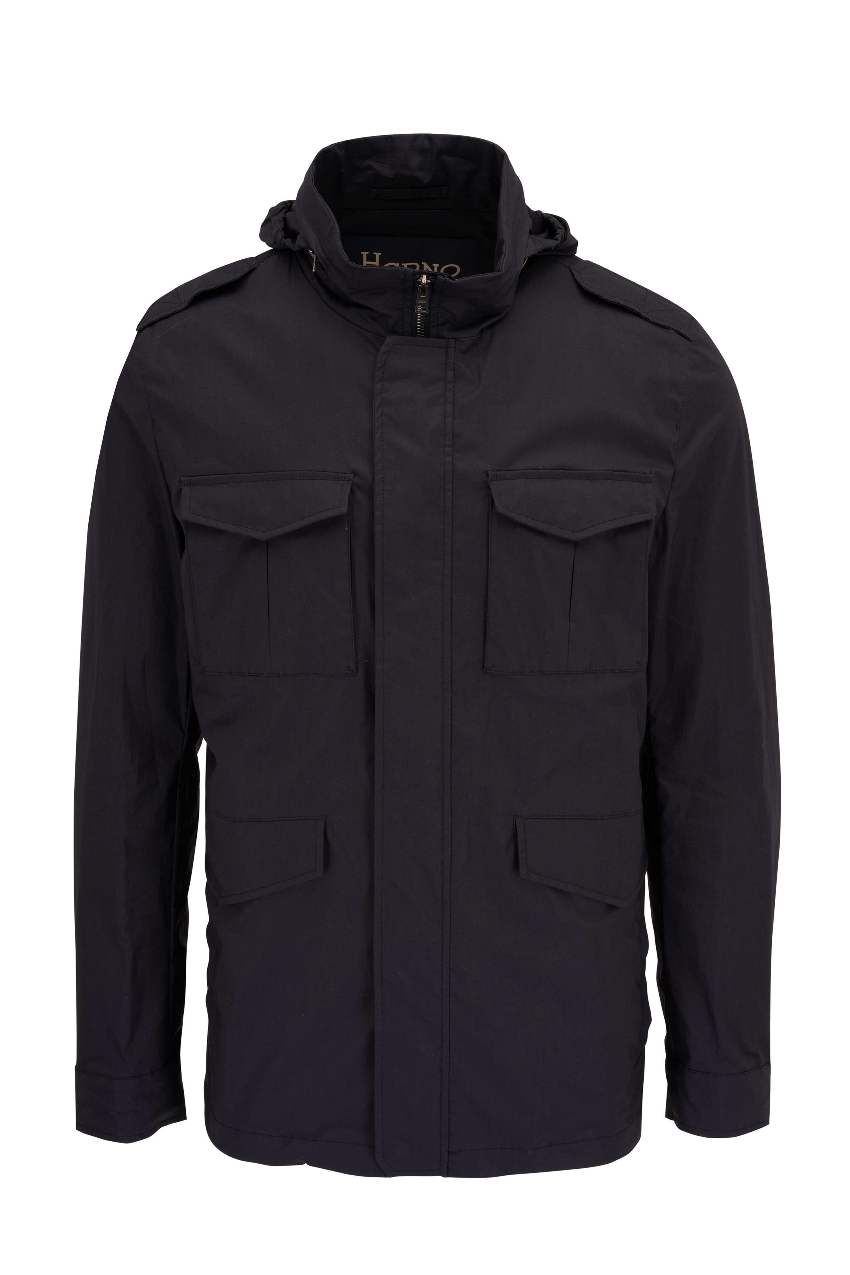 Herno - Navy Light Cotton Stretch Field Jacket | Mitchell Stores