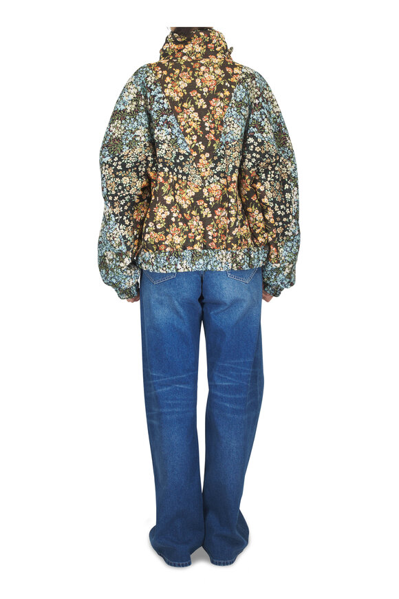 Dries Van Noten Sky Blue Multicolor Floral Motif Oversized Jacket - view 4