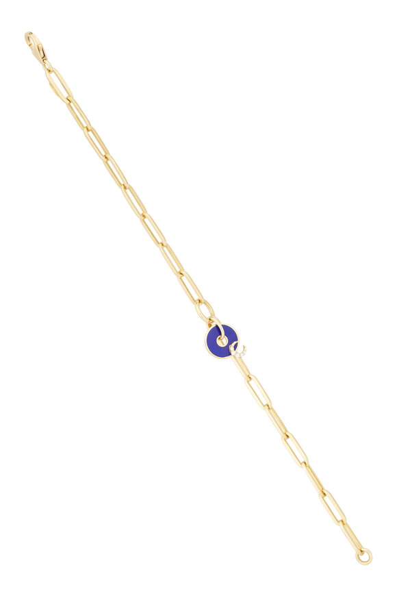 Foundrae 18k Yellow Gold Blue Crescent Karma Bracelet - view 1