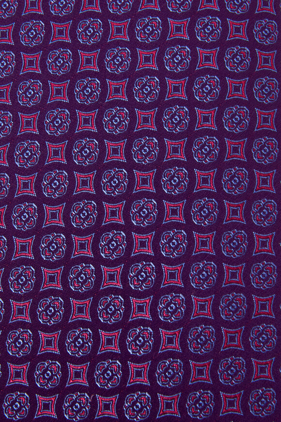 Charvet - Purple Circle Print Silk Necktie