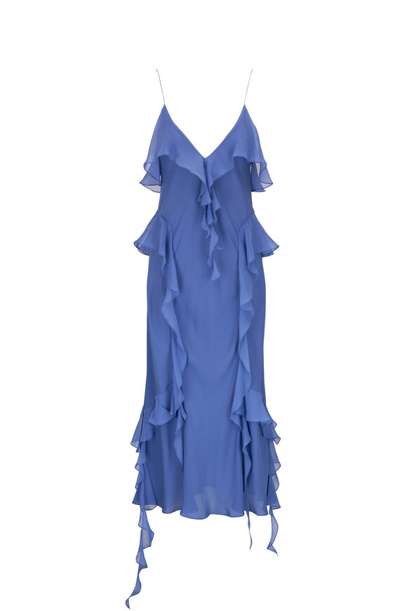 Khaite Pim Blue Iris Silk Dress 