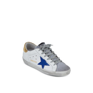 GGDB golden goosアクアブルー スエード　 ブラックスター付き Golden Goose Suede Super Star Sneaker with Glitter Star in