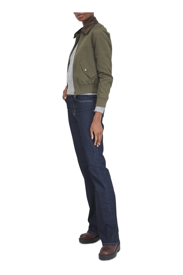 Designer outfit featuring Victor Army Green Bomber Jacket, Boyfriend Coffee Leather Tall Boot, 55mm and 1 other piece