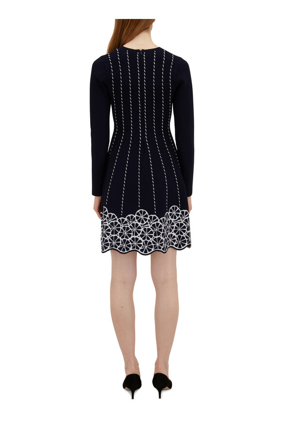 Lela Rose - Linear Knit Navy Blue Dress 