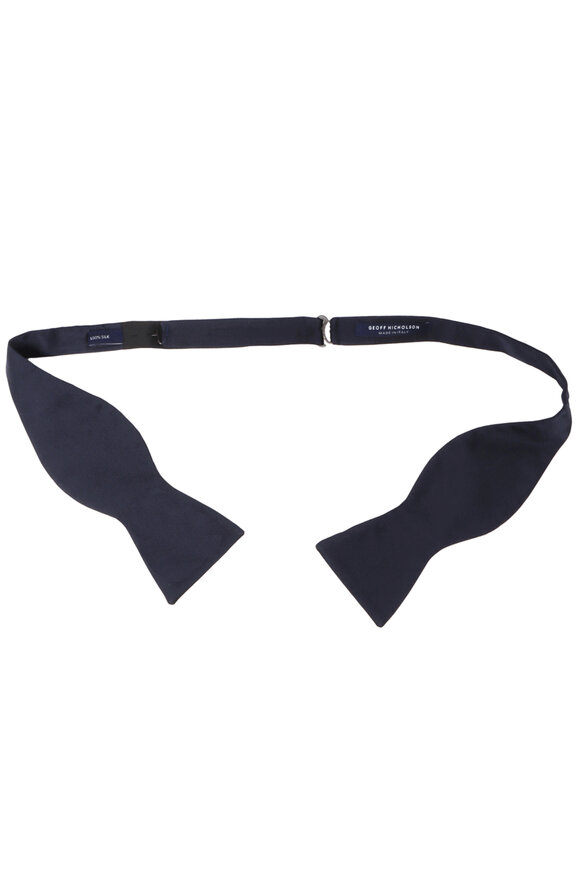 Geoff Nicholson Navy Silk Self Tie Bow Tie - view 2