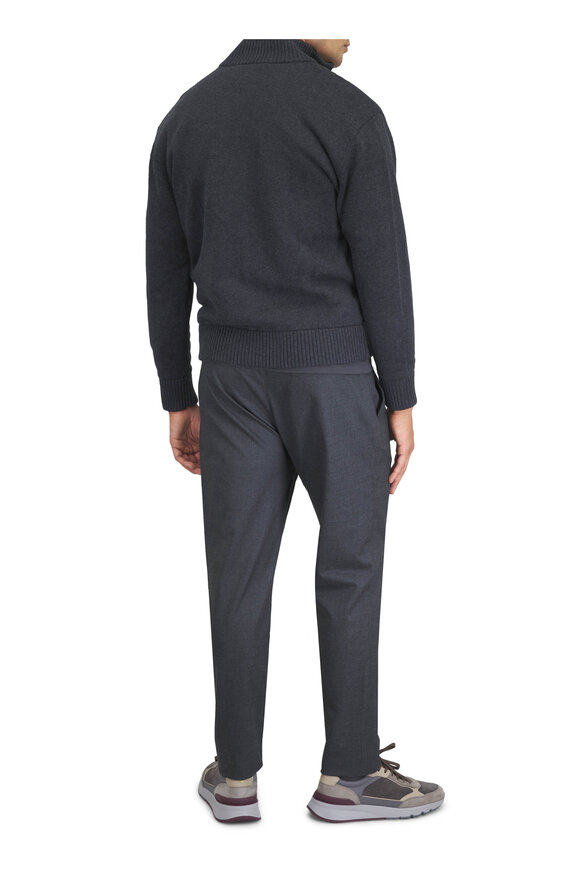 WAHTS Anthracite Soft Wool Pleated Comfort Chino - view 4