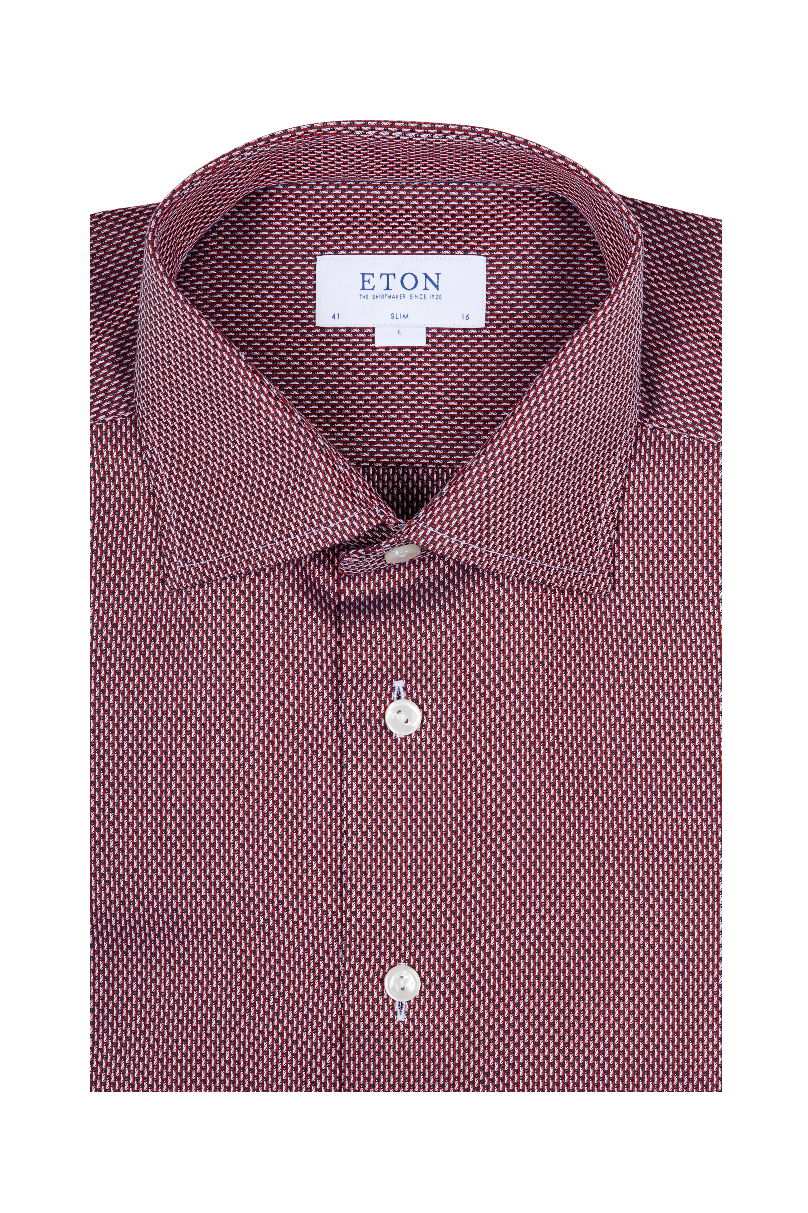 Eton - Burgundy Textured Patterned Dress Shirt