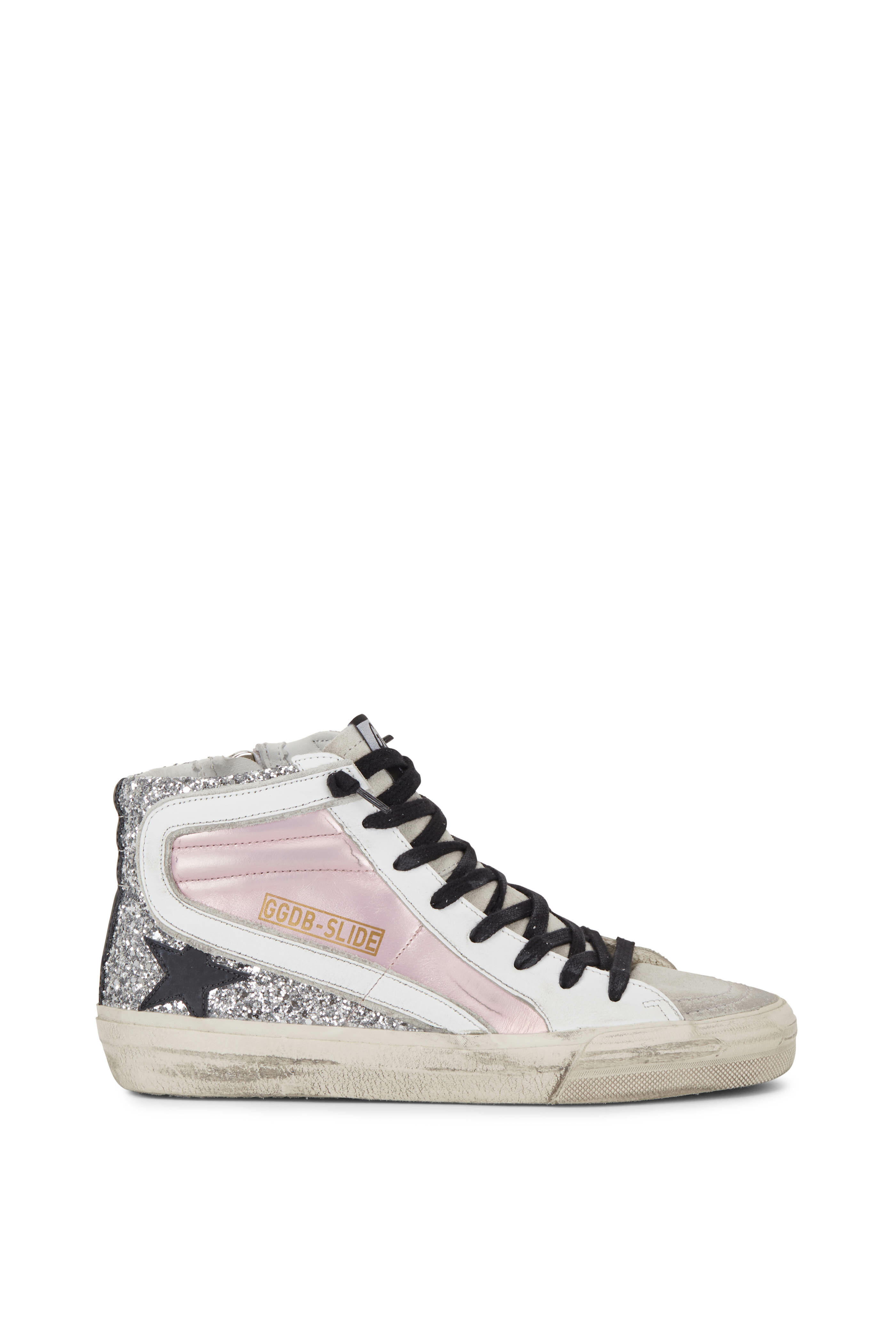 Golden Goose - Slide Silver Glitter & Pink Leather Sneaker