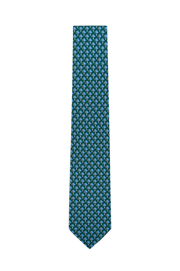 Hermes Surfing Print Silk Tie