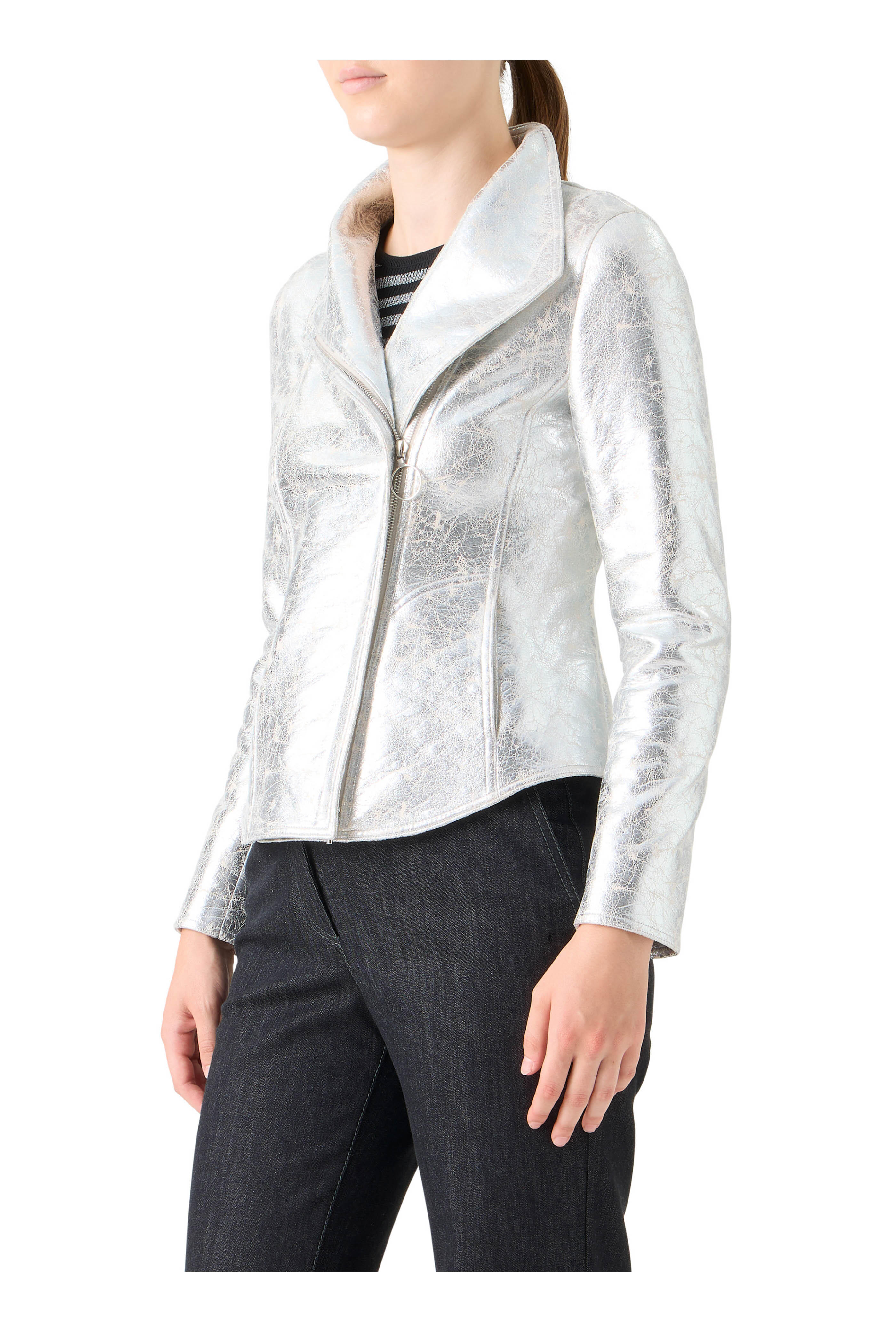 Akris Punto - Aluminum Metallic Moto Jacket