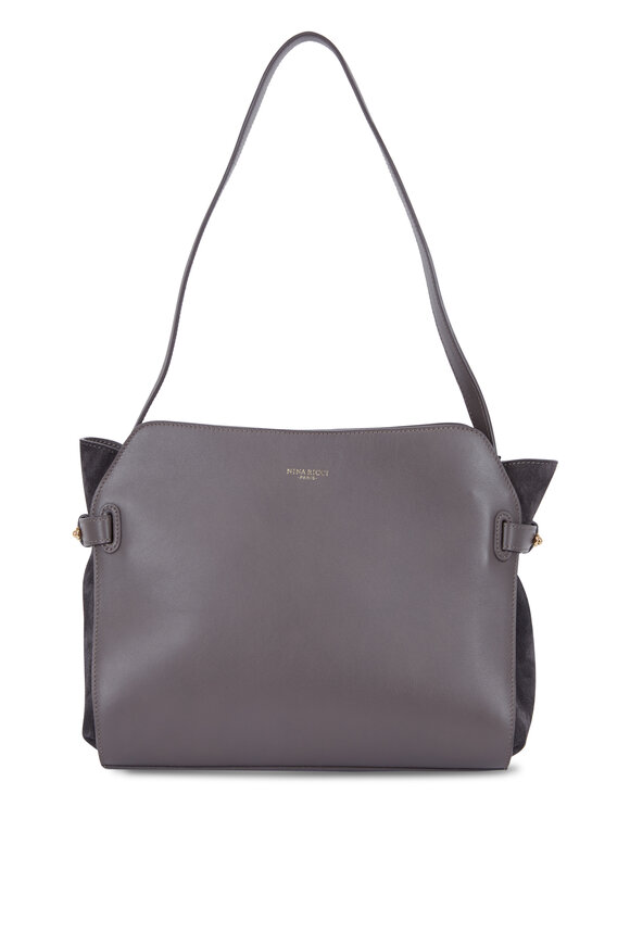 Nina Ricci - Marché Gray Leather & Suede Small Shoulder Bag