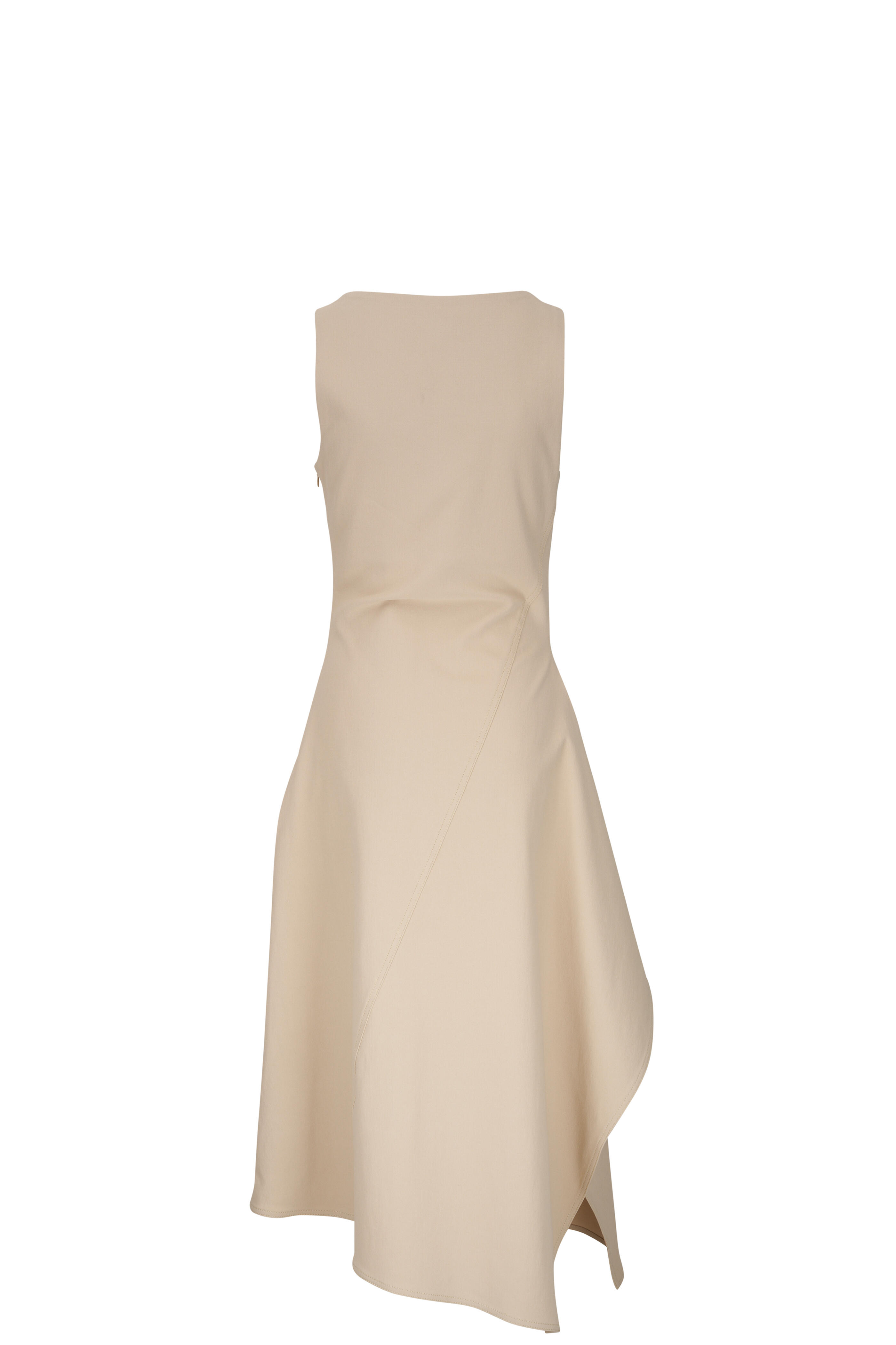 BOTTEGA VENETA Asymmetric cotton-blend canvas midi dress