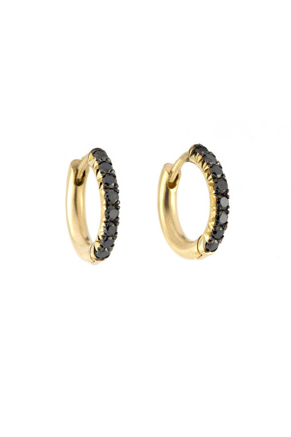 Sylva & Cie Baby Black Diamond Hoop Earrings