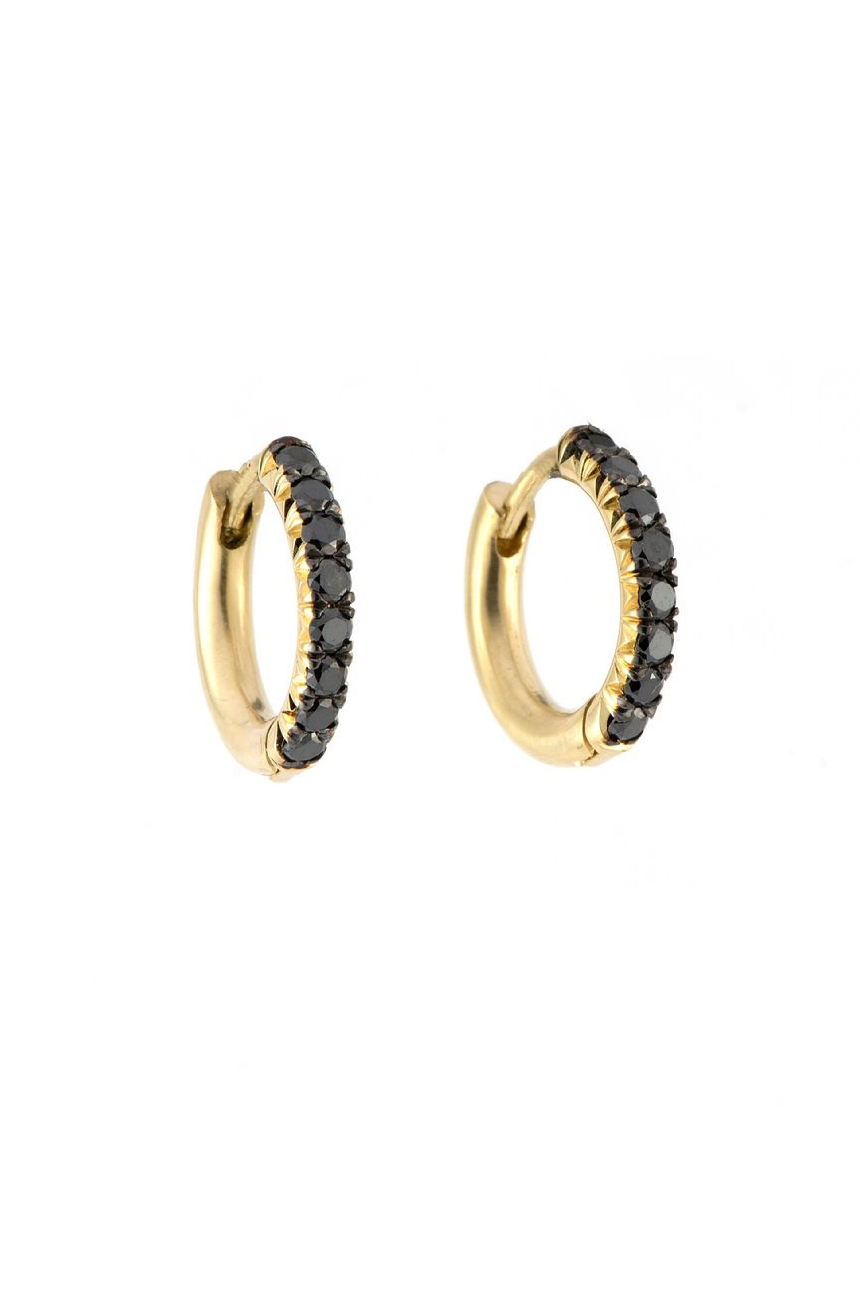 Sylva & Cie - Baby Black Diamond Hoop Earrings