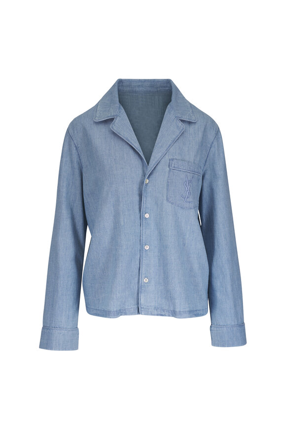 Saint Laurent Cassandre Chambray Button Up Shirt
