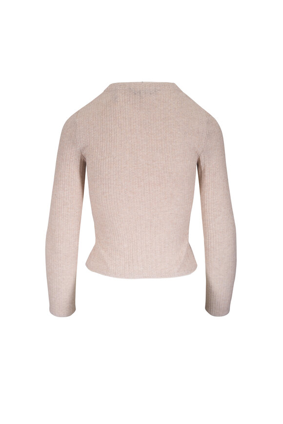 Veronica Beard Lira Oatmeal Pointelle Cardigan - view 2