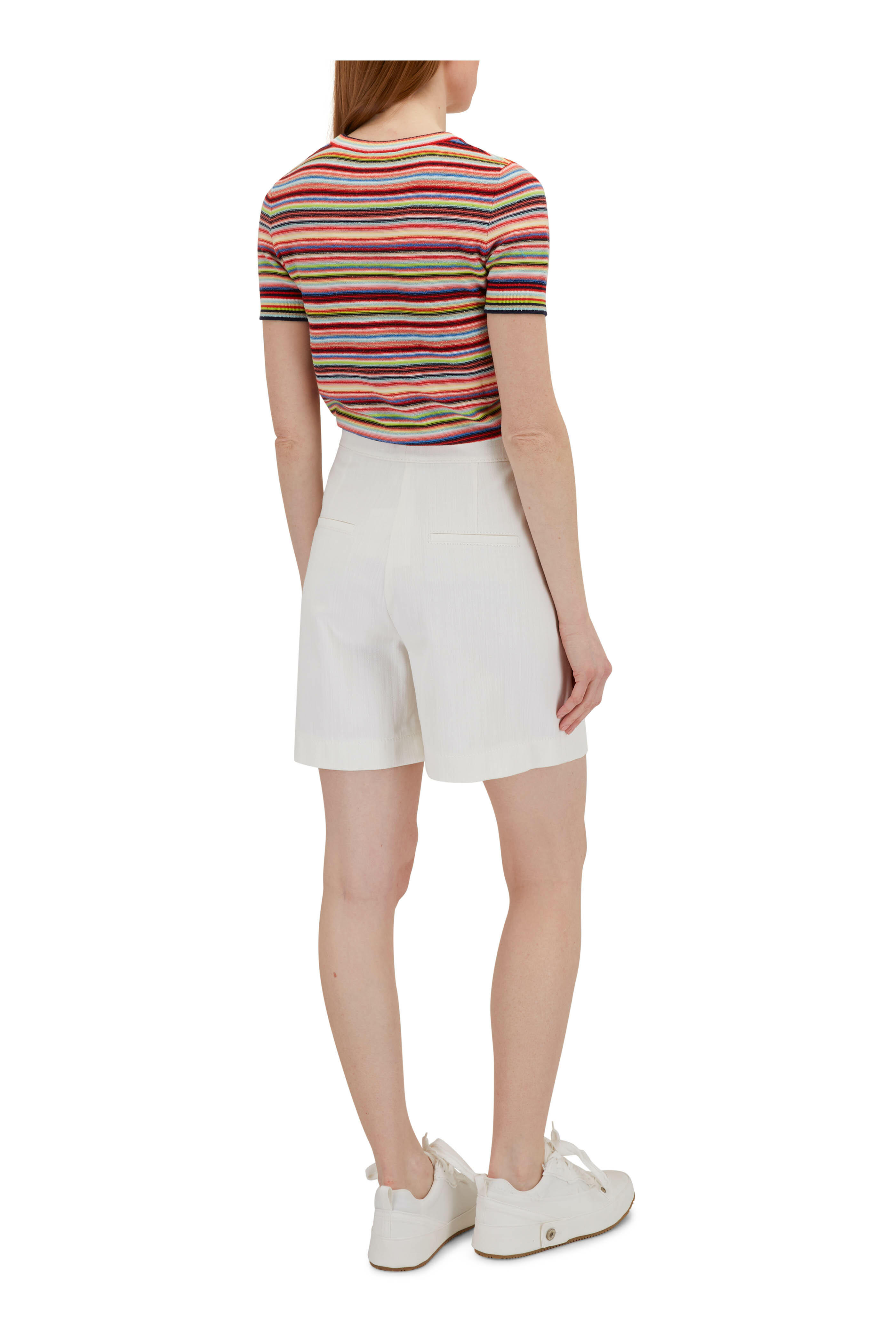 Akris Punto - Multicolor Striped Knit Short Sleeve Sweater