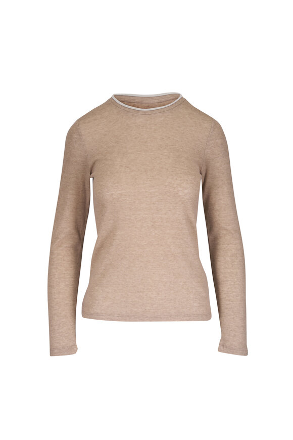 Majestic Oatmeal Organic Cotton & Cashmere T-Shirt - view 1
