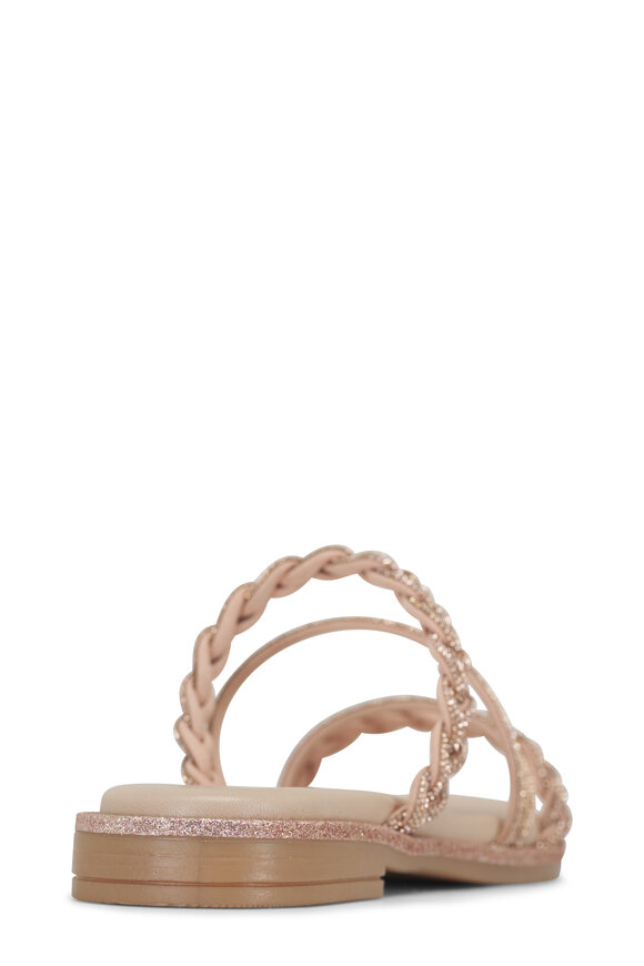 Ron White - Vivianna Rose Gold Sparkle Leather Flat Sandal