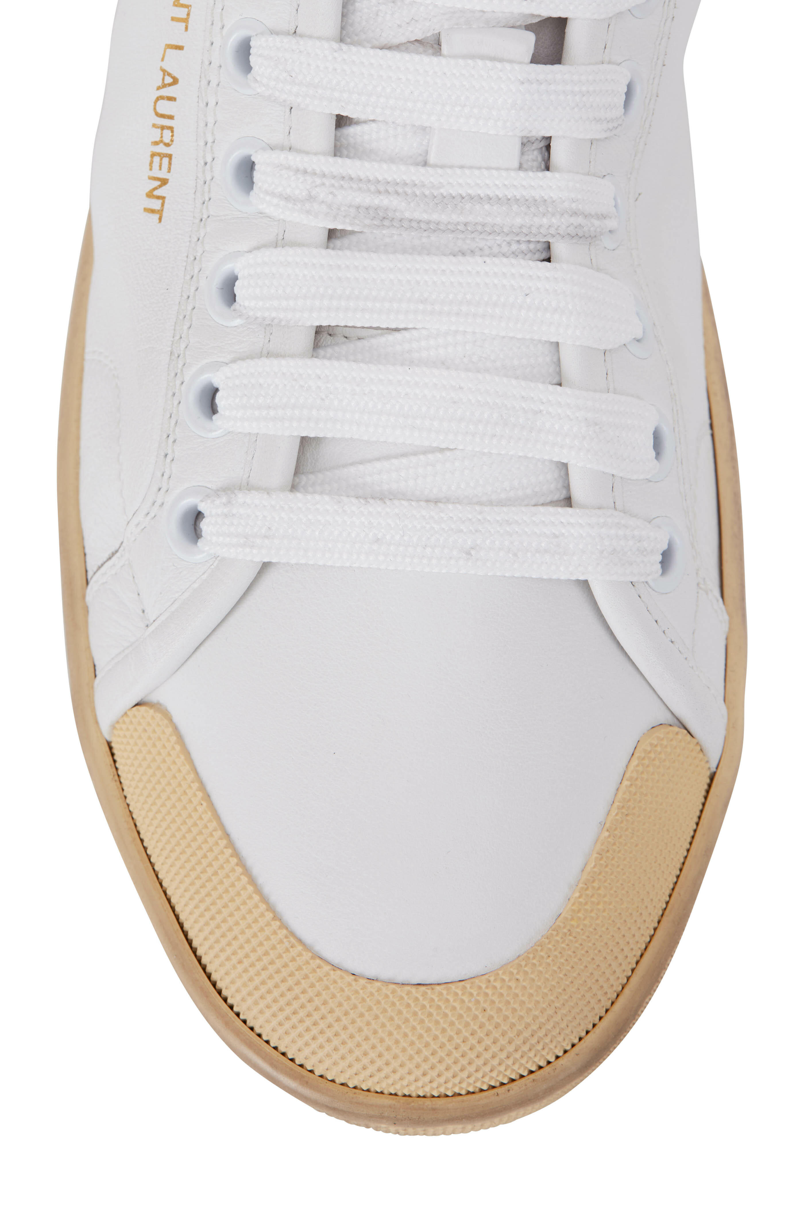 ★Saint Laurent★GREENWICH レザースニーカー★ホワイト★ Saint Laurent - Greenwich Blanc & Cream Leather Mid-Top Sneaker