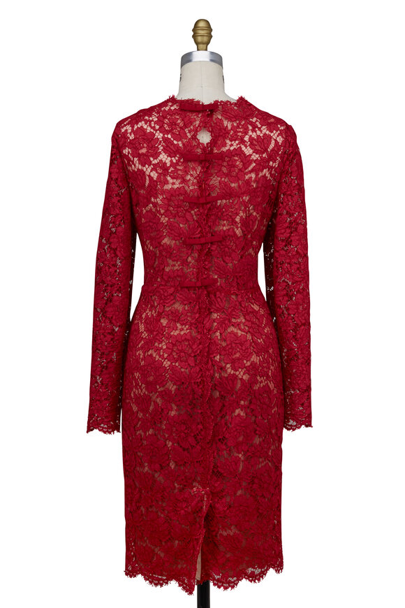 Valentino - Red Lace Bow-Back Dress