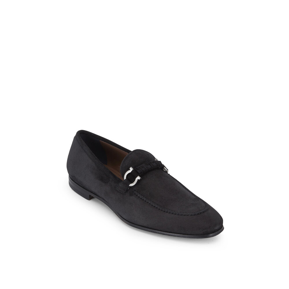 Salvatore Ferragamo Black Suede Slip-On Loafers with Signature Bit Amazon.com | Ferragamo Grenoble Gancini Black Suede Leather  main image 3