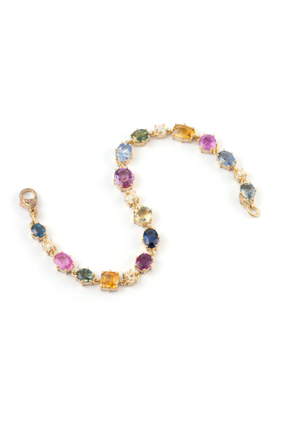 Sylva & Cie 18k Yellow Gold Diamond & Multi Sapphire Bracelet