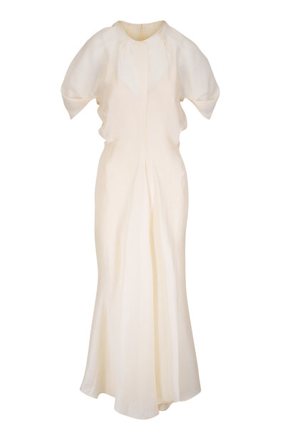 brunello dress ivory Sequin-embellished Open-knit Midi Dress