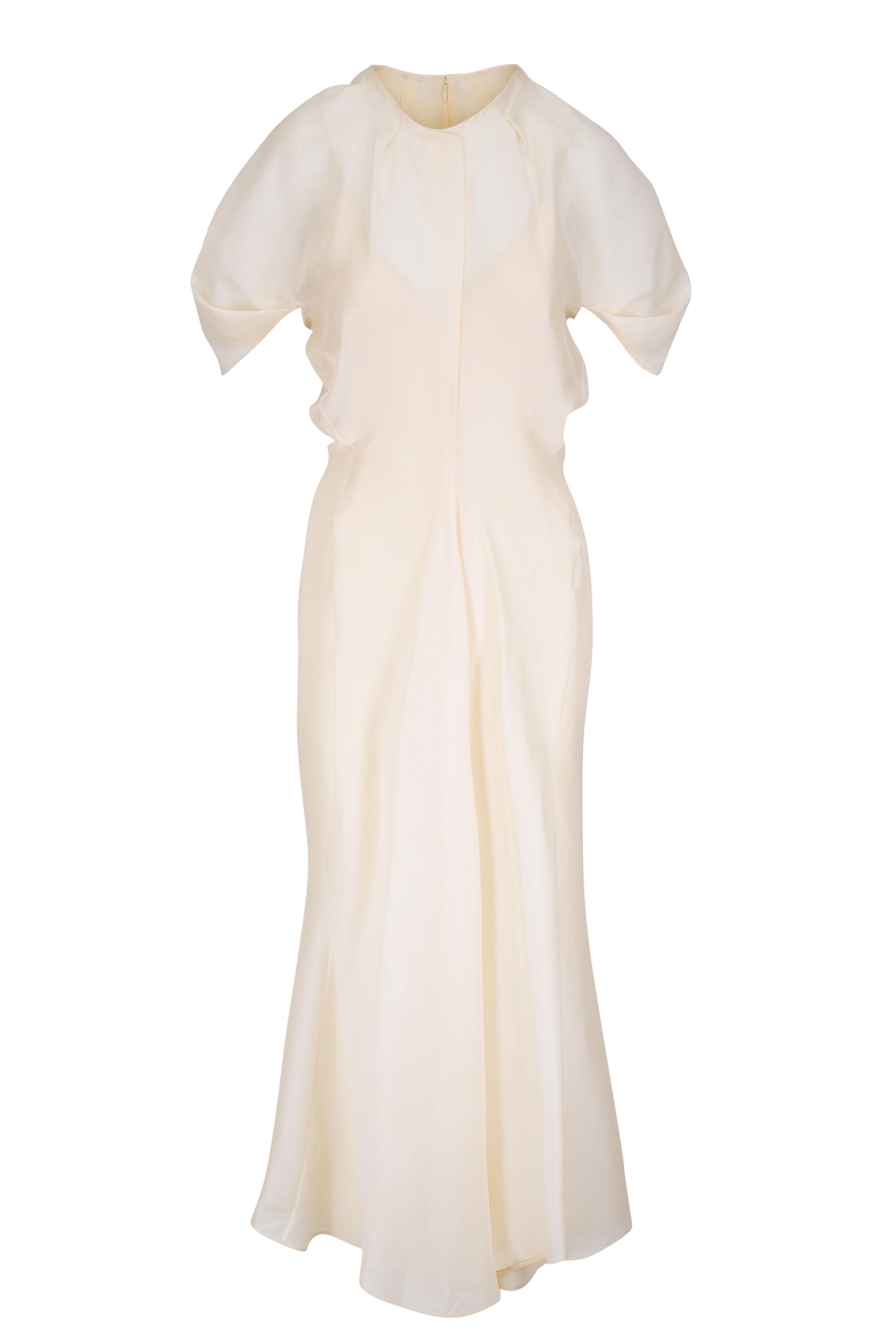 Khaite - Ria Ivory Light Veil Ruffle Midi Dress - view 1