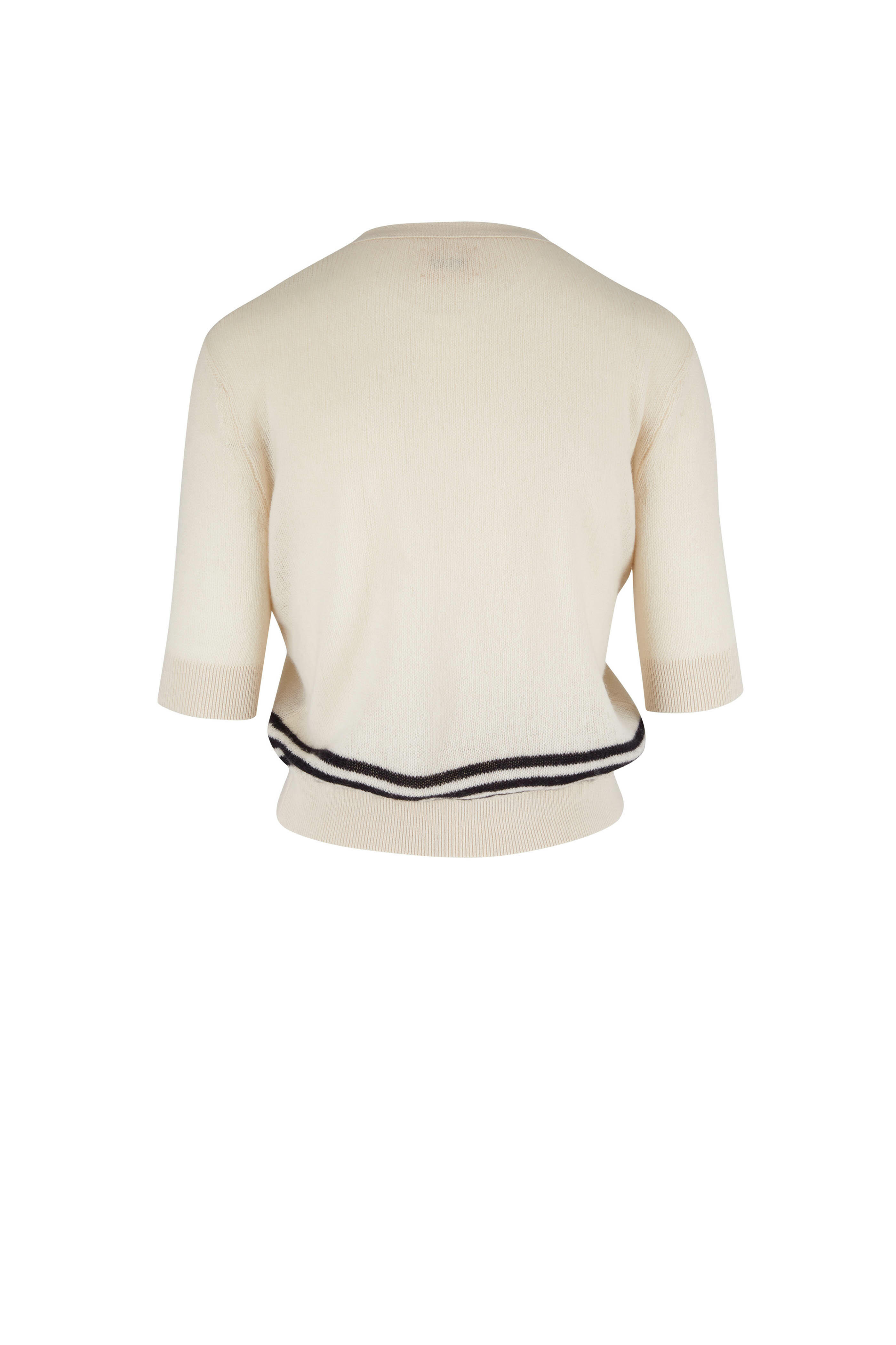 Khaite - Dianna Cream & Black Cashmere Cardigan