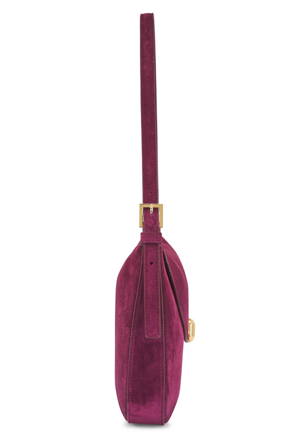 Savette Small Tondo Plum Suede Hobo - view 3
