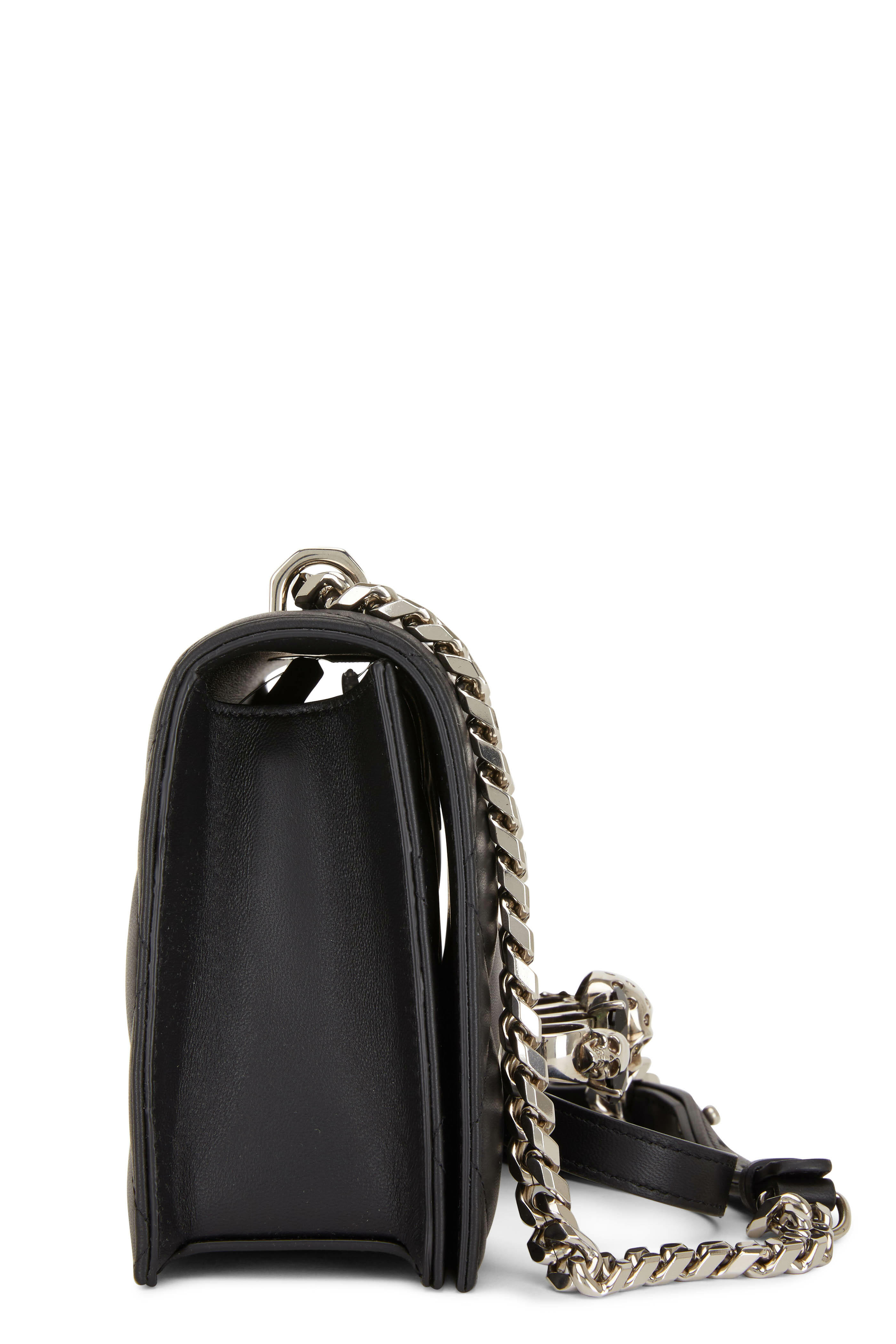 Black Quilted Leather With Swarovski Crystals Handbag