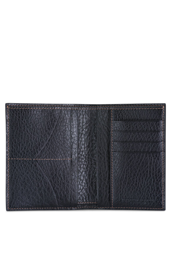 Brunello Cucinelli - Black Leather Passport & Card Holder