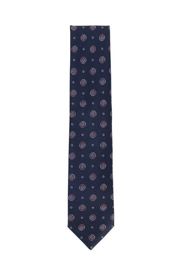 Brioni - Navy Blue Medallion Silk Necktie