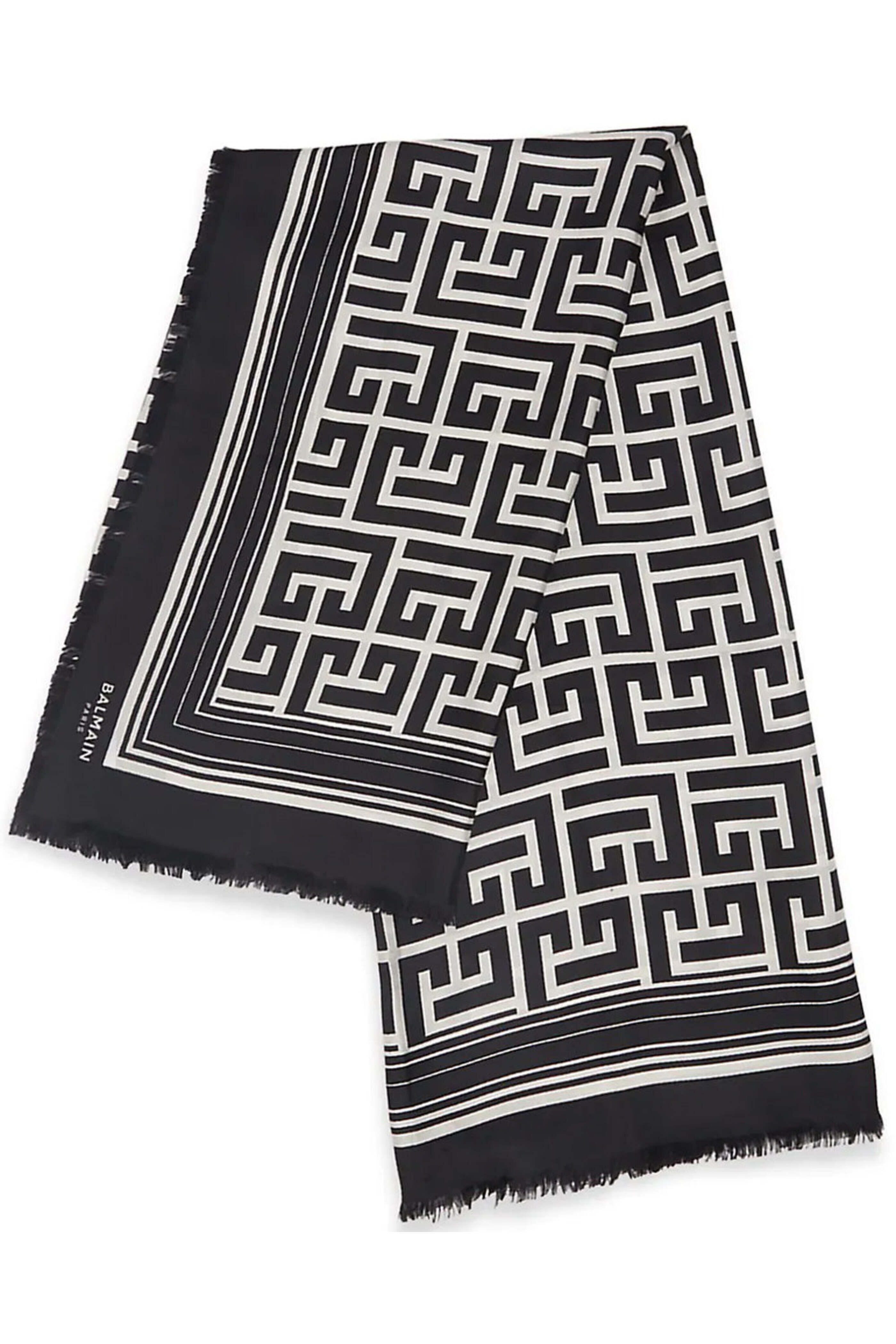 Balmain - Silk Monogram Scarf in Noir